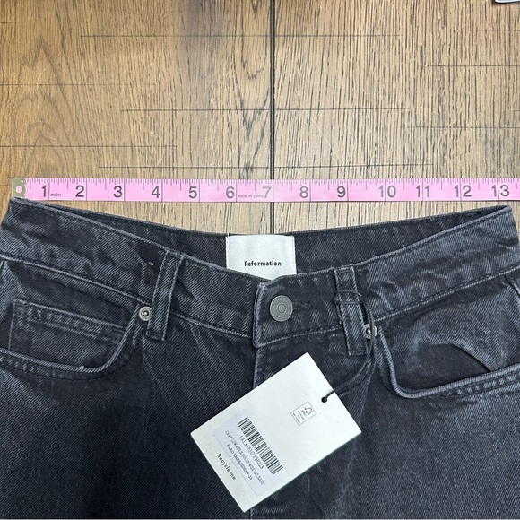 Reformation Cary Black Embroidered Low Rise Wide Leg Denim Size 23 NWT - Picture 5 of 9